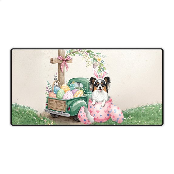 Easter Egg Papillon Bunny Ear Welcome Spring Truck Desk Mat Full Keyboard Mouse Pad Pap Butterfly Dog Lover Large Mousepad - 12002