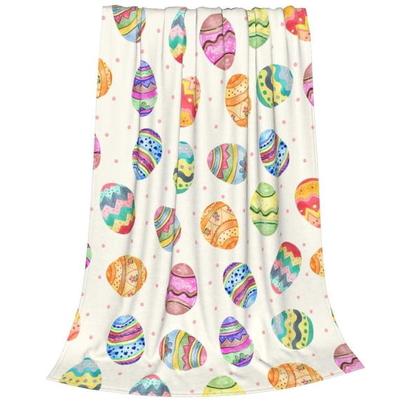 Easter Egg Pattern Throw Blanket – Soft Flannel Blanket for Sofa, Bed, And Picnic Use, Lightweight And Machine Washable, Spring Decorative Throw for Cozy Comfort And Style 70X100Cm Ciozy