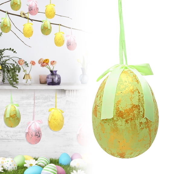 Easter Egg Pendant Green, Easter Egg Hanging Decoration 1 Pcs, Multicolor Mini Foam Eggs Easter Decorations, Egg Hanging Ornaments for Easter Tree Decorations Basket Filler, By Kingtowag