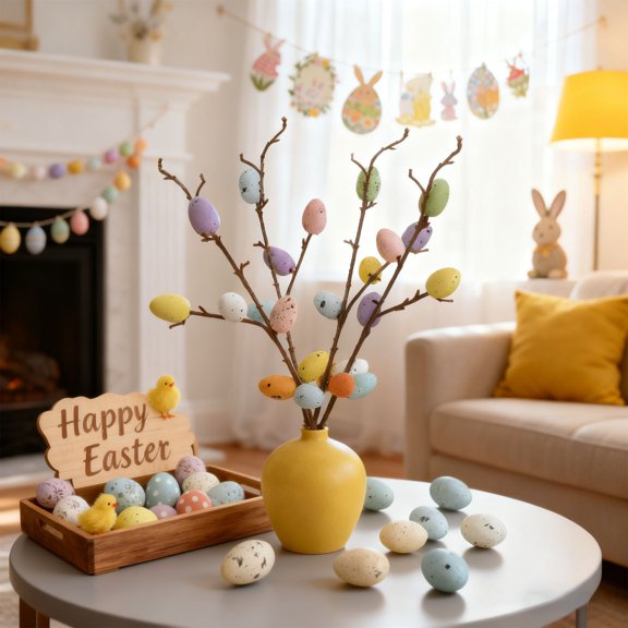 Easter Egg Picks Artificial Spring Blooms Wreath Centerpiece Tree Decor Easter Home Display