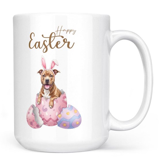 Easter Egg Pitbull Bunny Ear Welcome Spring Truck Mug Terrier Dog Lover Coffee Tea Cup - 12002
