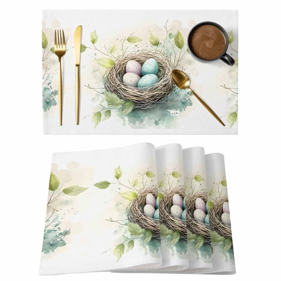 Easter Egg Placemats Set of 1, Egg Nest Non-Slip Place Mats Washable Table Mats for Kitchen Dining Table Decorations Indoor/Outdoor