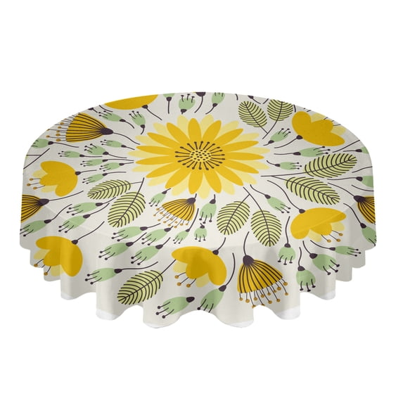 Easter Egg Plant Leaves Round Tablecloth Waterproof Wedding Banquet Table Cover Dining Decorative Tablecloth