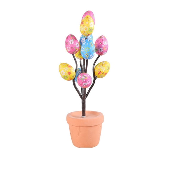 Easter Egg for Spring Party Decorations, Artificial Potted Flower with Colorful Spotted Eggs, Tabletop Egg Decor for Holiday, Wedding & Home DIY Decor