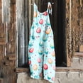thumbnail image 1 of Easter Egg Print Overalls for Women Floral Pattern Jumpsuit Loose Fit Sleeveless Rompers Casual Wide Leg Harem Pants Holiday Party Outfits, 1 of 5