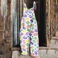 thumbnail image 1 of Easter Egg Print Overalls for Women Floral Pattern Jumpsuit Loose Fit Sleeveless Rompers Casual Wide Leg Harem Pants Holiday Party Outfits, 1 of 5