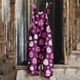 thumbnail image 1 of Easter Egg Print Overalls for Women Floral Pattern Jumpsuit Loose Fit Sleeveless Rompers Casual Wide Leg Harem Pants Holiday Party Outfits, 1 of 5
