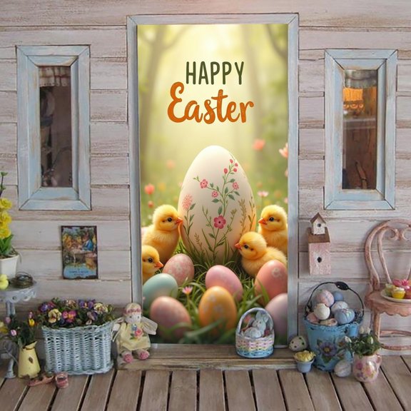 Easter Egg Printed Door Curtains Are Like The Spring Blowing On Your Face Creating A Warm And Comfortable Family Atmosphere And Filling Every Corner With Festive Joy! Event & Party 78.7"X35.4"