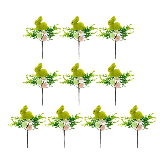 Easter Egg Rabbit Picks 10Pcs, C Style Hand - Rolled Color Beans & White Daisy, Artificial Flower Stems For Decoration