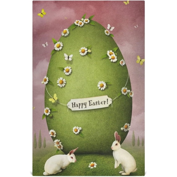 Easter Egg Rabbits Kitchen Tea Towels Set of 4 Absorbent Hand Dish Towels, Happy Easter Dishcloths Lint-Free 18x28 Inch Fast Drying for Cooking Baking Home Clean