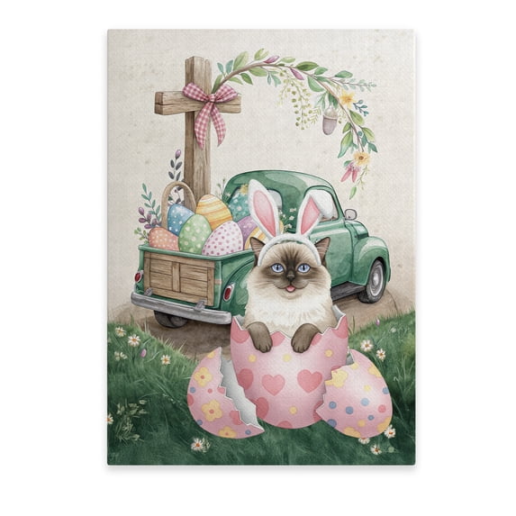 Easter Egg Ragdoll Bunny Ear Welcome Spring Truck Vertical Matte Canvas Poster Cat Lover Kitten Owner Gifts Idea Wall Art Home Decor - 12002