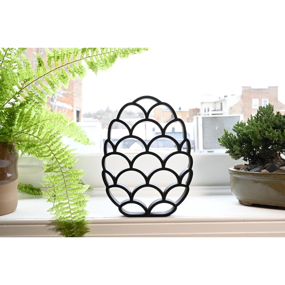 Dragon Scales Easter Egg Decor, Minimalist Line Art Sculpture Accent