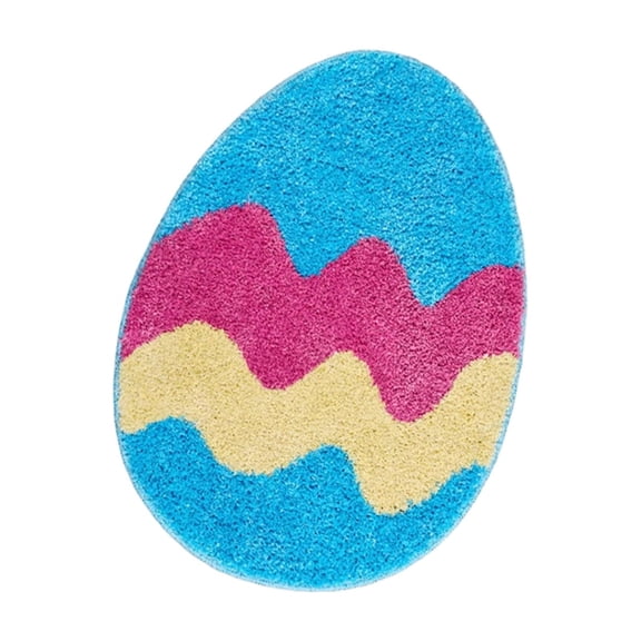 Easter Egg Shaped Floor Mat, Novelty Area Rug for Bedroom, Spring Home Decor Doormat, Non-Slip Entryway Carpet, Plush Hallway Runner