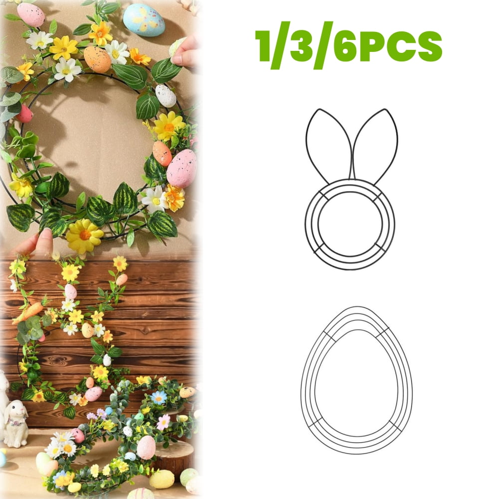 Easter Egg Shaped Metal Wire Wreath Form, Floral Garden DIY Craft Frame ...