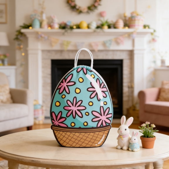 Easter Egg Shaped Paper Gift Bag With Handle For Candy Storage And Childrens Birthday Party A Purple