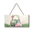 thumbnail image 1 of Easter Egg Siberian Husky Bunny Ear Welcome Spring Truck Landscape Wood Sign Husky Dog Lover Gifts Hanging Wall Home Decor - 12002, 1 of 5