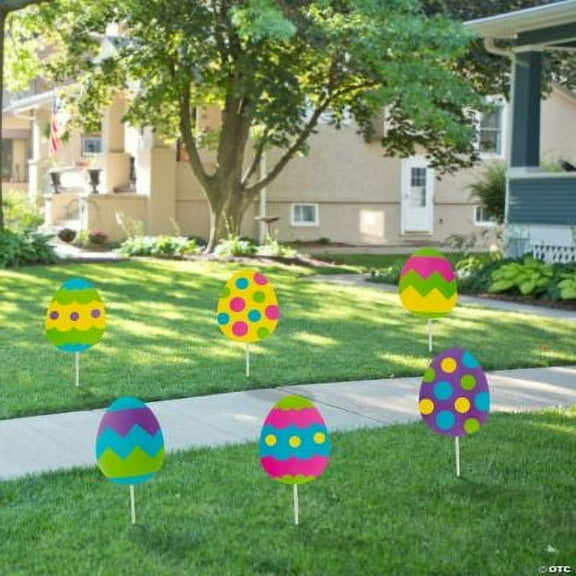 Easter Egg Sidewalk Signs, Easter, Party Decor, 6 Pieces