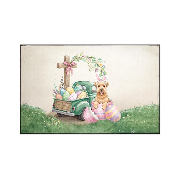 Easter Egg Soft Coated Wheaten Terrier Bunny Ear Welcome Spring Truck Indoor Rug Wheatie Dog Lover Carpet Living Bed Room Sofa Home Decor - 12002
