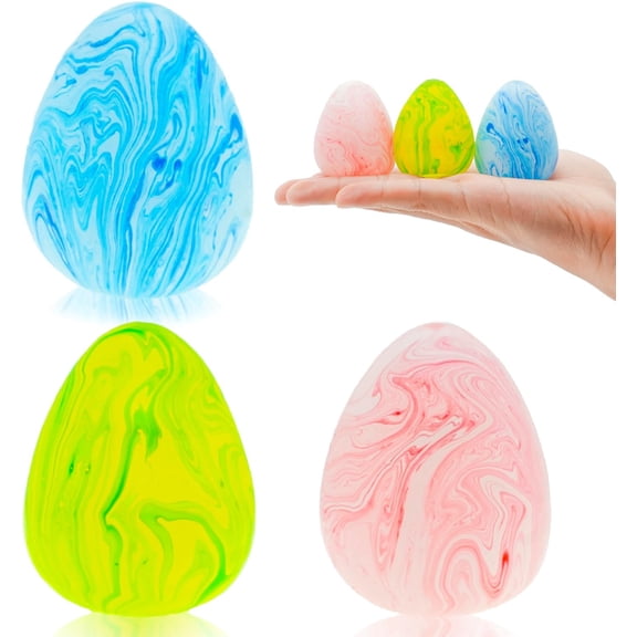 Easter Egg Squishy Fidget Toys, Stress Relief Sensory Toys, Colorful Marbled Squishy Balls for Easter Celebrations