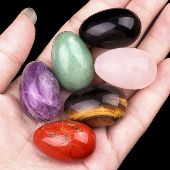 Easter Egg Stone, Polished Stone Egg, Worry Stones Egg Rock, Mini Pocket Display Sphere, Small Stone Figurine, Crystal Energy Egg, Crystal Gemstone Easter Egg for Easter Day Spring Home Decor