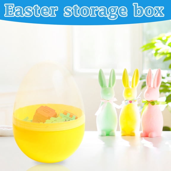 Easter Egg Storage Box Stackable Holiday Organizer Bin Durable Plastic Container for Candy Small Toys Easter Holiday Essential Party Supplies Organizer Great for Easter Party(Yellow)