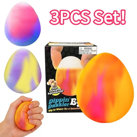 Easter Egg Stress Toys, Egg-Shaped Squeeze Sensory Toys, Soft Slow Rising Color Changing Eggs Shape Stress Toys (ALL 3PCS)