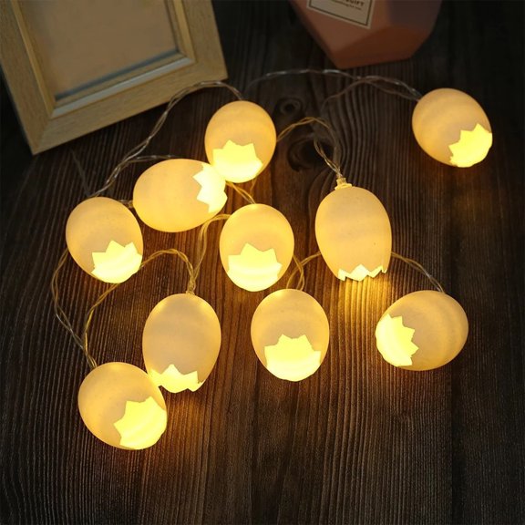 Easter Egg String Lights – 10 Cracked Shell LED Warm White Lights, Battery Operated Holiday Décor for Home, Bedroom, Party, Spring Indoor Decorations – 118 Inches
