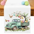 thumbnail image 1 of Easter Egg Table Runner 48 Inches Long for Kitchen Dining, Green Truck Butterfly Idyllic Tree Leaves Dresser Scarf Farmhouse, Dining Table Decorations for Wedding/Parties, 13 x 48 In, 1 of 8