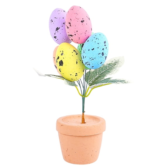 Easter Egg Table Tree, Easter Tree Tabletop Decor, 9 inch Colorful Easter Egg Tree Potted Plant Table Centerpiece Decorative for Home Office Easter Party