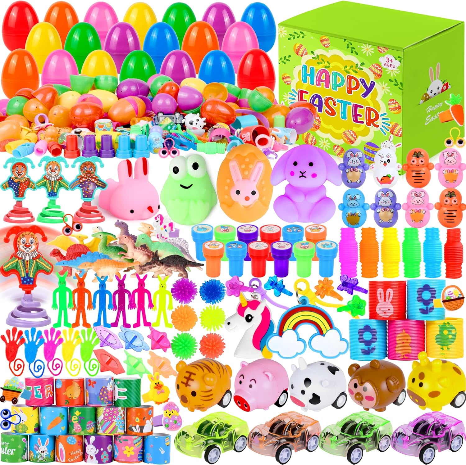 Prefilled Easter Egg Toy Set, 360 Pieces, 120 Plastic Eggs With 240 Mini Toys And Stickers, For Egg Hunt, Easter Basket Stuffers, Party Favors, Multicolor