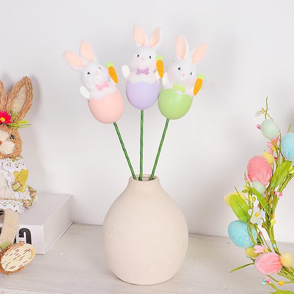 Easter Egg Tree Branches, Artificial Easter Egg Rabbit Decorations, Creative Floral Arrangement Eggs Twig Picks Decoration, Easter Tree Branch Ornaments, for Vase Filler Party Décor (Mix 3pcs)