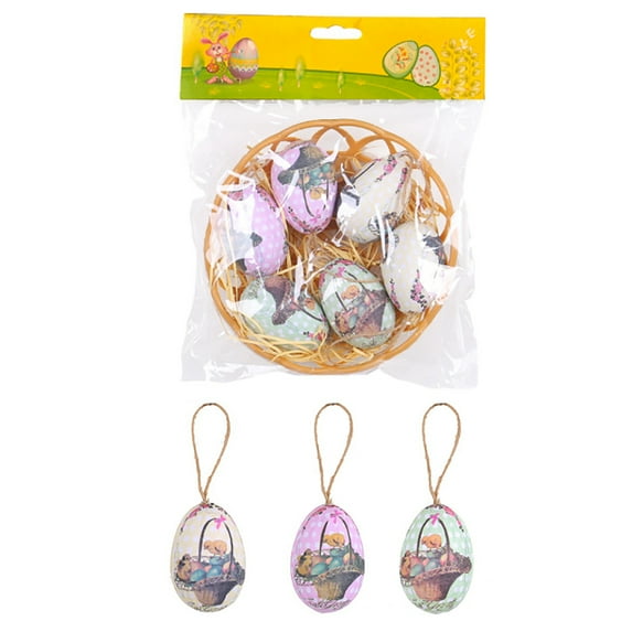 Easter Egg Tree Ornaments,6pcs Mini Vintage Easter Egg Tree Ornaments Decor for for Home Wall Window Decor