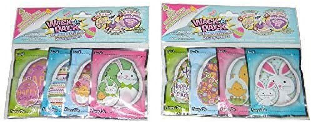 Easter Egg Wack-a-pack Balloon Surprise! 2 Pack of 4 Self-inflating Foil Balloons- Various Designs by Greenbrier