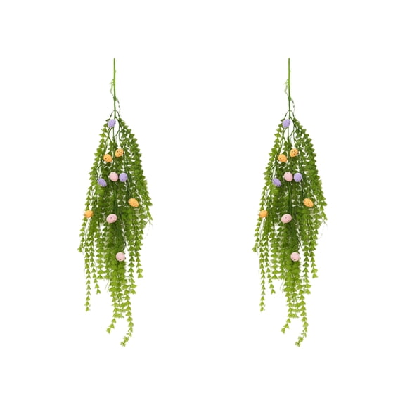 Easter Egg Wall Hanging, Flame Grass Vine Rattan Home Decoration, Holiday Party Wall Art, 2PC Decorative Hanging Ornament