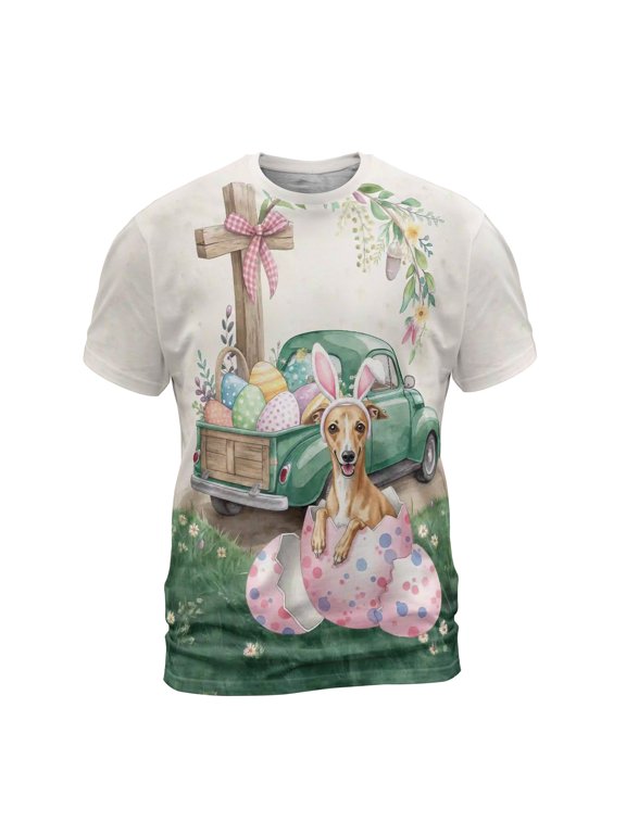 Easter Egg Whippet Bunny Ear Welcome Spring Truck All Over Print 3D Shirt Unisex Merch Dog Lover - 12002
