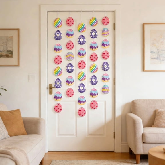Easter Egg Window Hanging Decorations, Double-Sided Paper Egg Pendants for Party, Classroom, Home & Spring Photo Backdrop Decor