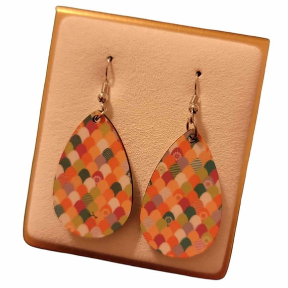 Easter Egg Wooden Teardrop Earrings