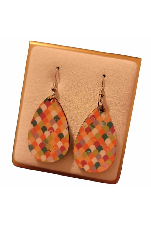 Easter Egg Wooden Teardrop Earrings