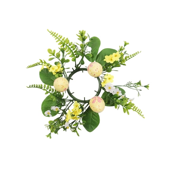 Easter Egg Wreath 8 Inch Mini Spring Wreath with Colorful Eggs and Greenery, Decorative Candle Ring for Door, Wall and Easter Party Holiday Decorations