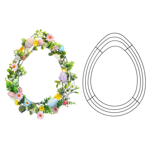 Easter Egg Wreath Form Frame DIY Craft Project Holiday Home Wall Hanging Festive Decoration for Spring 12x16 Inch