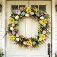 thumbnail image 1 of Easter Egg Wreath & Garland Set, Front Door Hanging Holiday Decor, Festive Home Party Ornament, Perfect Gift for Porch Wall Home Decoration, 1 of 6