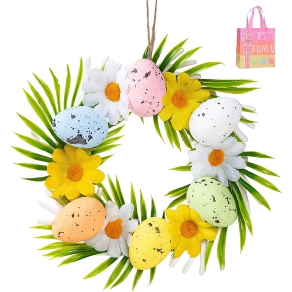 Easter Egg Wreath for Front Door Colorful Decor for Indoor Outdoor Farmhouse Home Courtyard Z