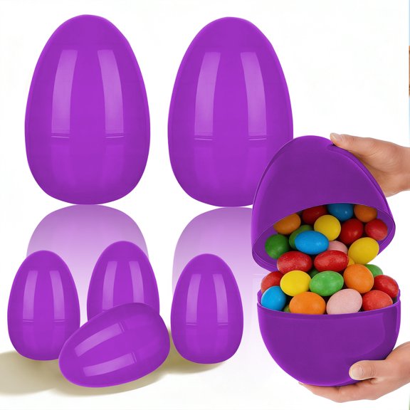 Easter Egg, Wuztai 11.8in Open Top Plastic Egg, Large Easter Eggs for Party Gift Basket Filler Decoration, Purple