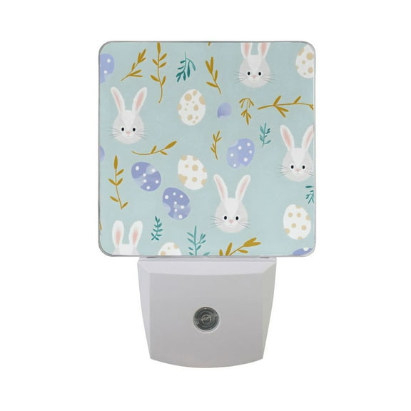 Easter Egg and Bunny Rabbit Night Light 2 Pack LED Nightlight Plug into Wall Dusk to Dawn Sensor Soft White