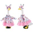 thumbnail image 1 of Easter Egg decor, Easter Porch Goose Outfit, Porch Goose Clothes, Pink decorations, 22X19 in, Gathered Neckline, Ruffled Hat, 2 Pc, Cement Goose Porch decor (165 Chars), 1 of 5