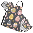 thumbnail image 1 of Easter Egg with Grass 5 Pcs Kitchen Set Heat Resistant Oven Mitts and Non-Slip Pot Holders with Adjustable Cooking Apron, 1 of 6