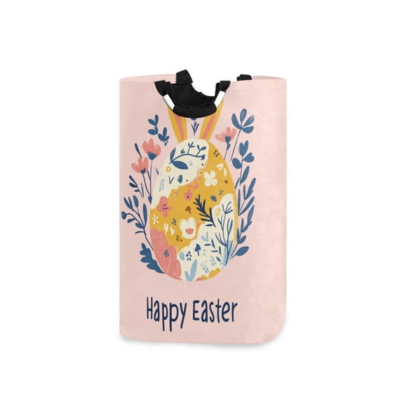 Easter Egg with Rabbit Ears Laundry Basket with Handles Foldable Laundry Hamper Freestanding Washing Bin 50L
