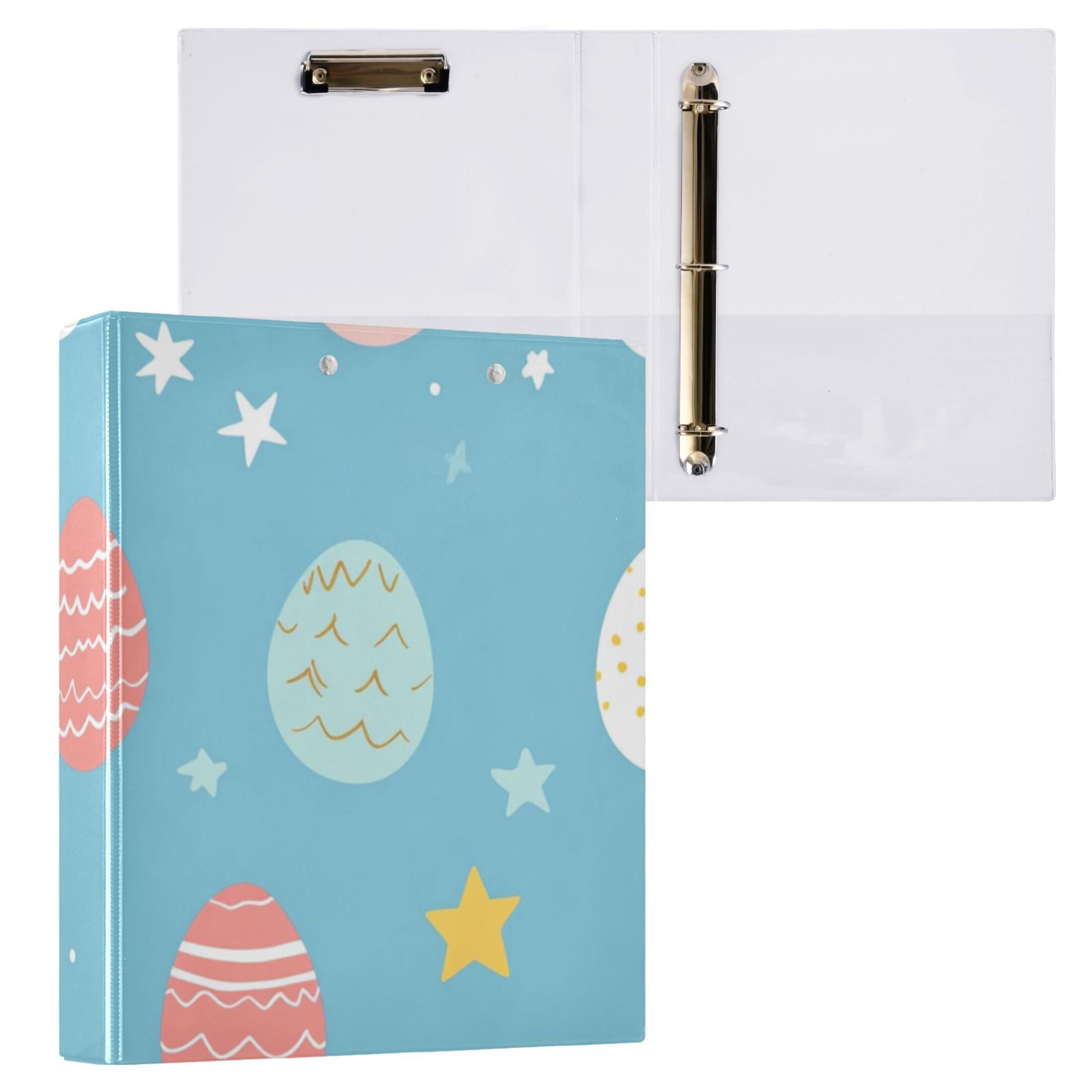 Easter Eggs 3 Ring Binders 1.5 inch Hardcover File Folders with Interior Pockets A4 Size Organizer for School Office Hospital