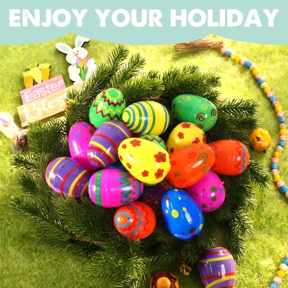 Easter Eggs 48 Pack Plastic Fillable Egg,Hinged Snap Closure Easter Egg Hunt Basket Stuffer,Reusable Empty Egg Shell for Candy Toy Gift,DIY Craft Decoration Party Favor Classroom Prize Supplies