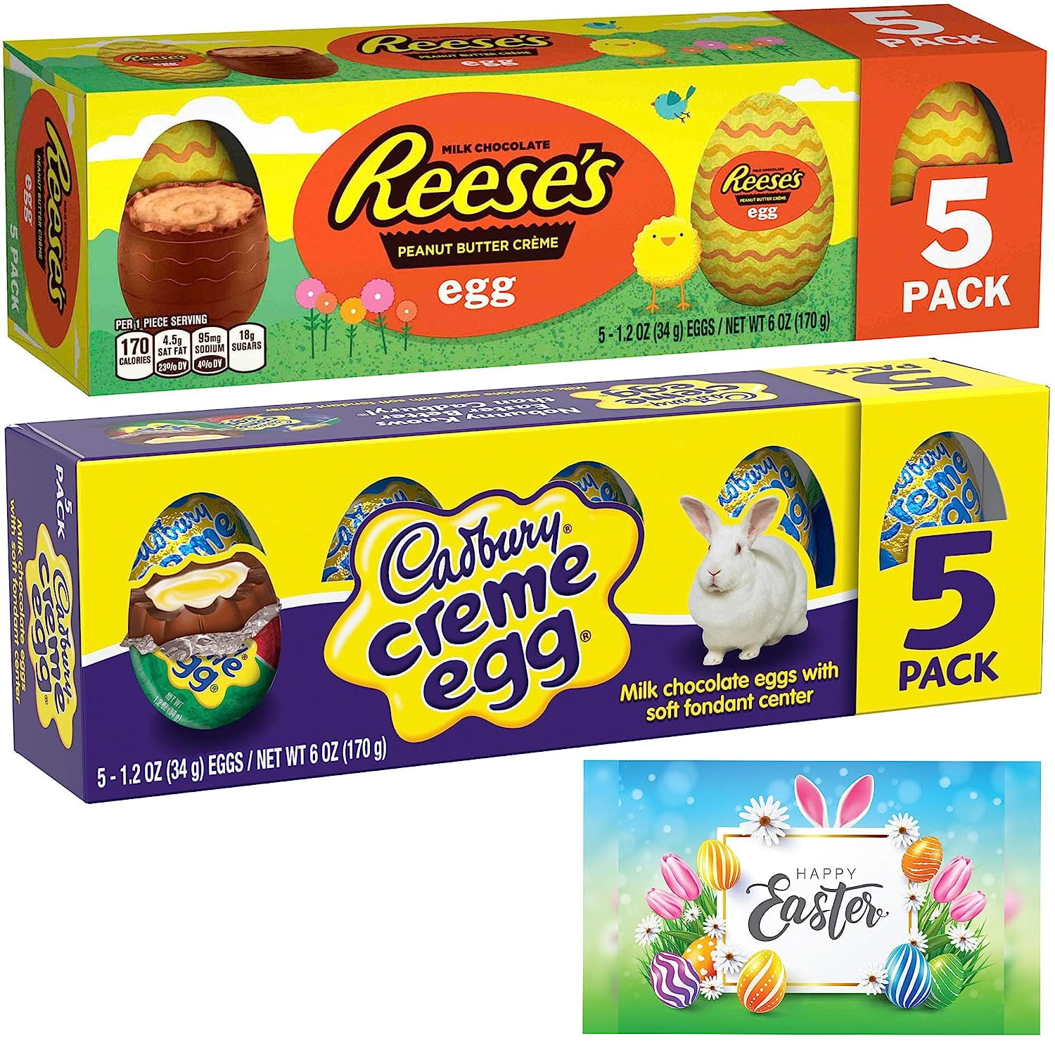 Easter Eggs 5 Cadbury Creme Milk Chocolate Eggs & 5 Reese’s Butter
